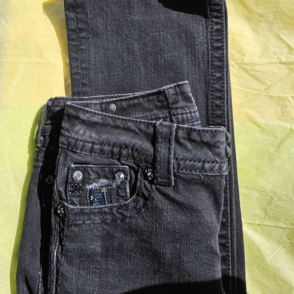 Miss Me Jeans  Womens 27/33  Embellished Bling Black Wash Boot Cut Demin #43 - Picture 5 of 9